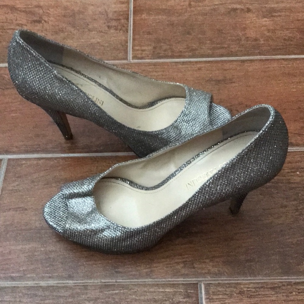 Enzo Angiolini sparkly peep toe heels